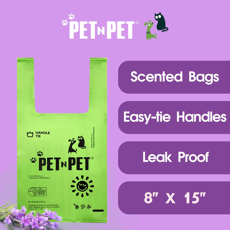 Pet N Pet Scented Lavender Dog Poop Bags Refill Dog Poop Bags with Tie Handles Pack of 200 USDA Certified 38% Bio-Based Dog Poop Bags 200 Tie Scented - PawsPlanet Australia