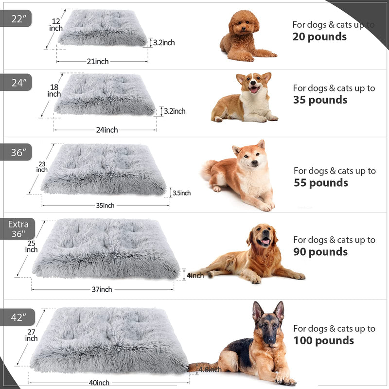 Vonabem Dog Bed Crate Pad, Deluxe Plush Anti-Slip Pet Beds, Machine Washable Dog Crate Mat for Small Medium Large Dog and Cat,Puppy Beds,Kennel Pad 22inch 22INCH(22*15inch) grey - PawsPlanet Australia