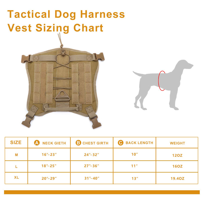 Tactical Dog Harness Vest Set with Handle,Dog Harness for Large Dogs No-Pull Service Dog Vest with Hook Loop for Dog Training Hunting Hiking Walking (L) L - PawsPlanet Australia