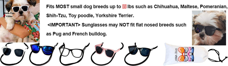G014 Dog Cat Pet 80s Sunglasses Goggles for Small Breeds up to 15lbs 2-pack Black+Pink - PawsPlanet Australia
