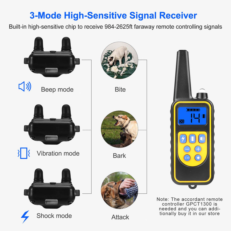 [Australia] - Moclever Shock Collar Receiver - Rechargeable Dog Training Collar Receiver, 4 Training Modes,100% Waterproof Training Collar with Adjustable Collar Dog (20lbs-120lbs)-Receiver 