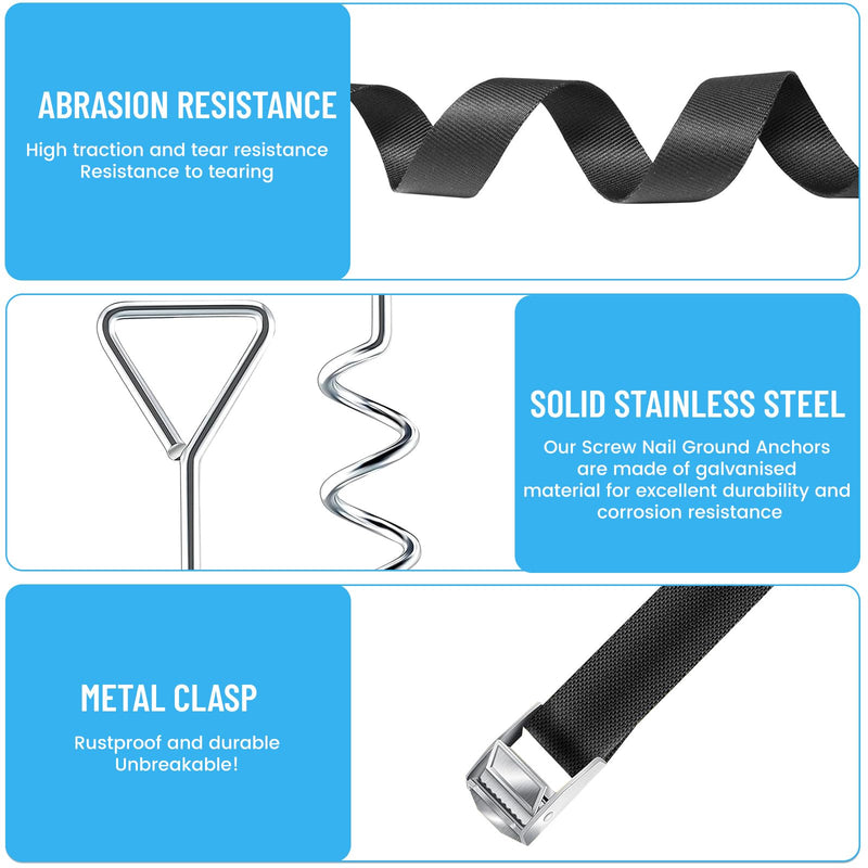 badaren mooring peg for dogs, mooring peg with 2.3m tie-out lines, dog ground anchor, mooring spiral peg with dog leash, stainless steel ground anchor for yard and camping for small to medium dogs - PawsPlanet Australia
