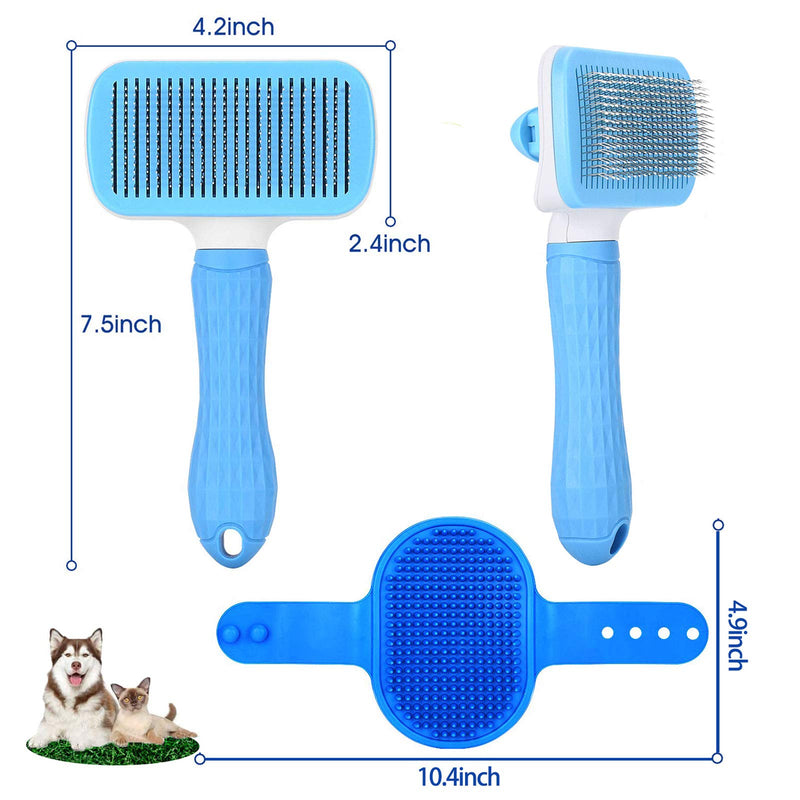 Dog & Cat Brush for Short Long Haired Dogs and Cats, Pet Slicker Deshedding Grooming Brush with Soft Massage Particles, Gently Removes Loose Hair, Mats, Tangles, Adhjito - PawsPlanet Australia