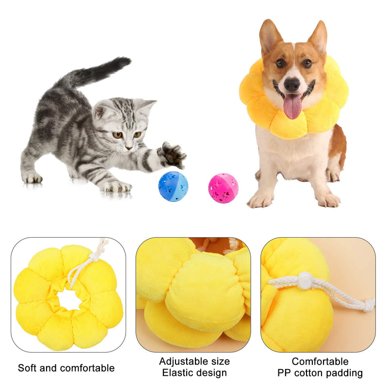 N\O Heiqlay 1pc Cat Elizabethan Collar Soft, Pet Headgear Cat Cone Collar Soft Soft Pet Recovery Cone with Adjustable Soft Edge Pet Headgear for Anti-Bite Lick, Sun Flower, M - PawsPlanet Australia