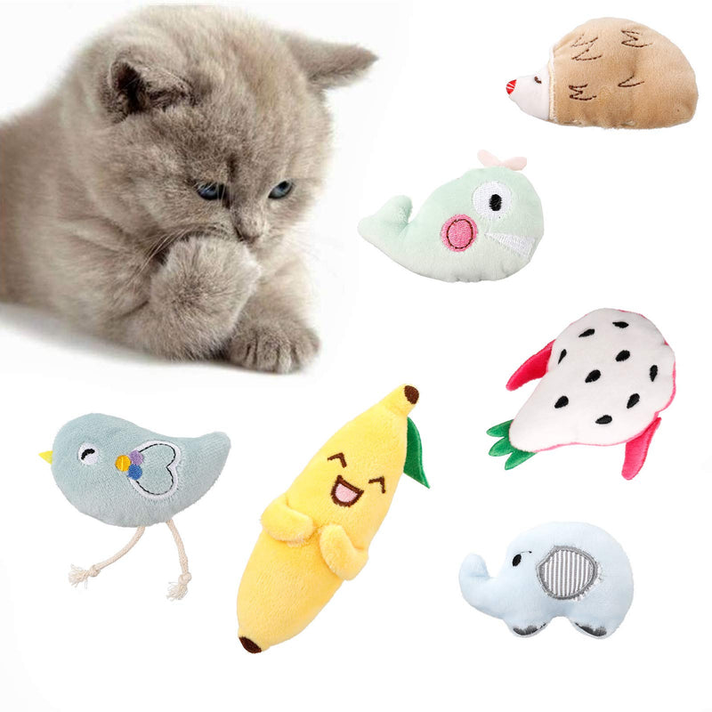 FANTESI 6 Pcs Catnip Toys, Interactive Cat Toys Cartoon Catnip Chew Toys Soft Plush Cat Pillow Entertaining Toys for Pet Kitten Cat Playing Chewing Grinding Claw Teeth Cleaning - PawsPlanet Australia