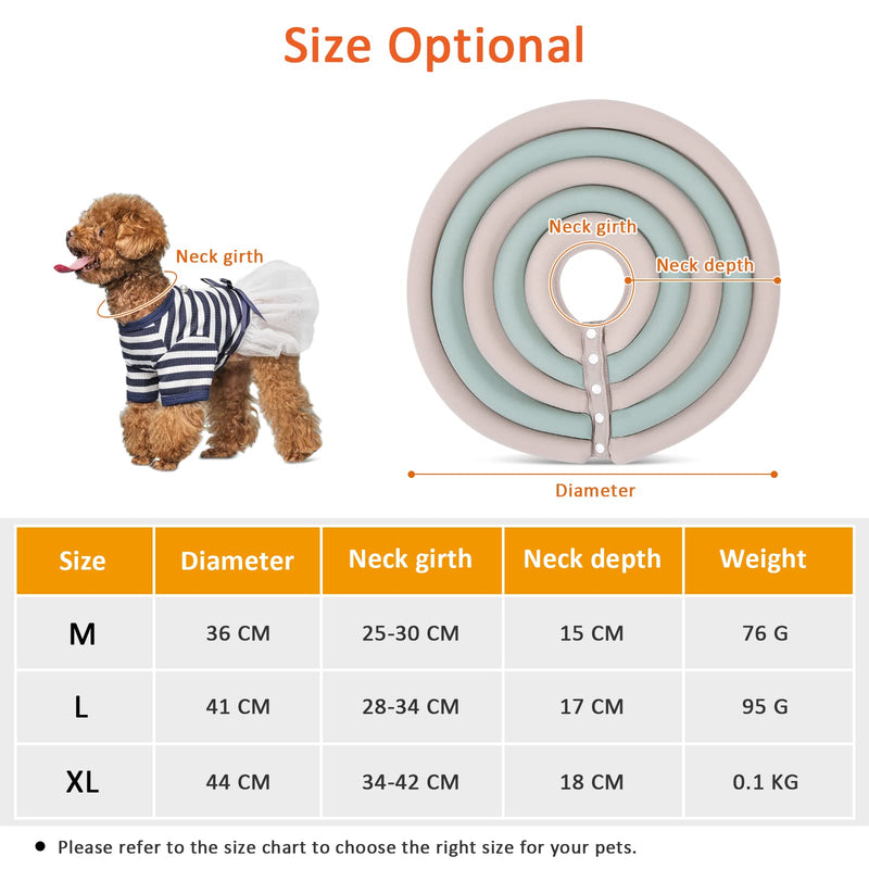 ALLSOPETS Neck collar for dogs, cats, protective dog collar, soft protective collar, adjustable collar for pets for post-surgery and injuries, beige-green M - PawsPlanet Australia