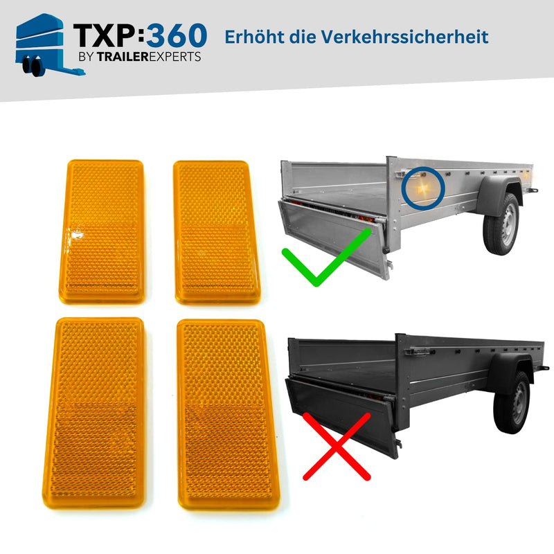 TXP:360 4x reflectors cat eyes rear reflectors | for gluing | Orange | rectangular - PawsPlanet Australia