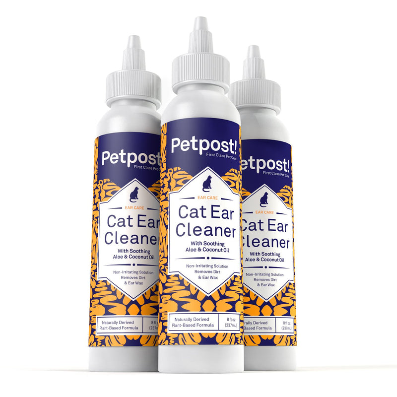 Petpost | Cat Ear Cleaner - Best Ear Remedy for Cats - Natural Coconut Oil Treatment Drops - Alcohol & Medicine Free - 8 Oz. 237 ml (Pack of 1) - PawsPlanet Australia