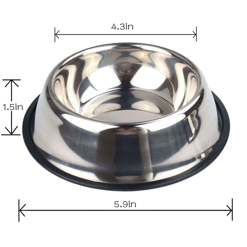 PINVNBY Stainless Steel Cat Bowls Pet Feeding Water Food Bowl Multi-purpose Anti-slip Feeder for Kitten Puppy Dog 4 PCS - PawsPlanet Australia