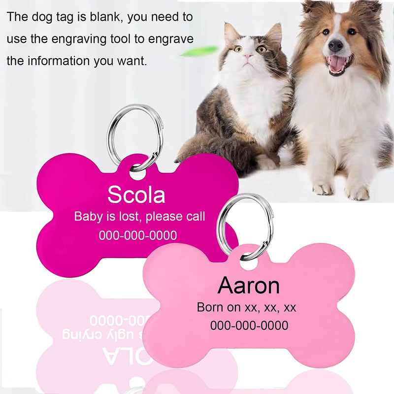 NC 20 Pcs Pet ID Tag Bone Shape Double Sided Dog Cat Pet Name Phone Number ID Tag Charm Personalized, 38MM 20pcs - PawsPlanet Australia