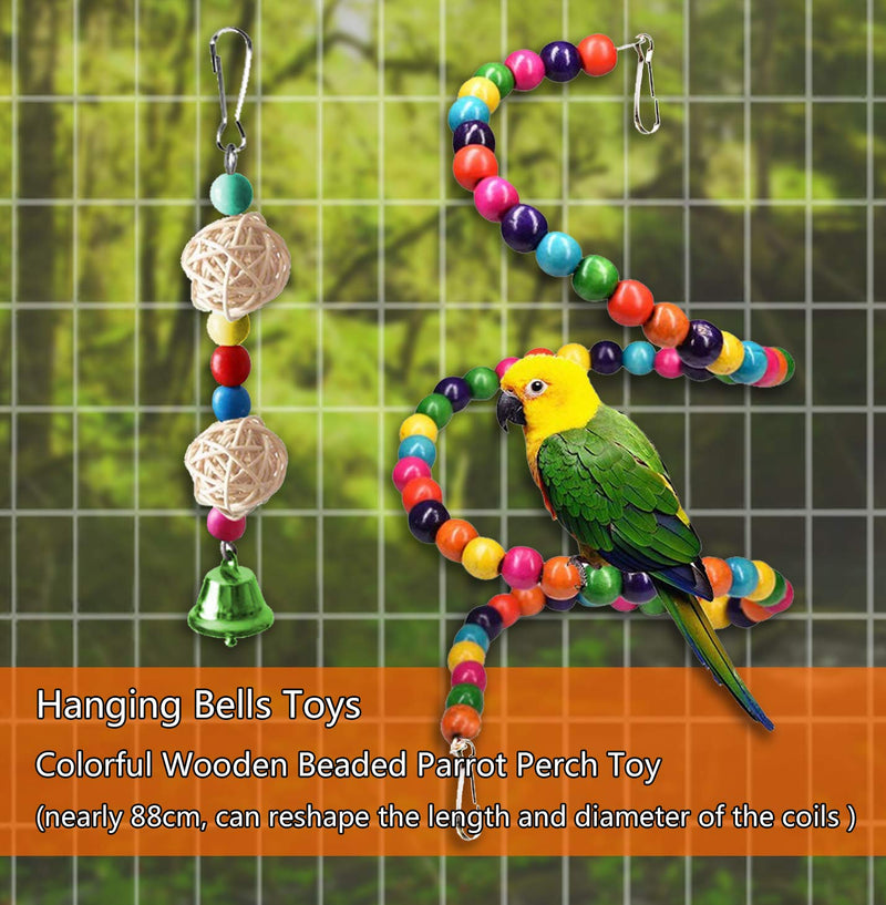 [Australia] - SUSYEE Bird Toys Parrot Swing Toys Bird Perch Stand Chewing Hanging Swing Toys Pet Climbing Ladders Rattan Balls Suitable for Small Parakeets, Conures,Macaws,Cockatiel,Finches,Budgie,Love Birds 15 pcs 