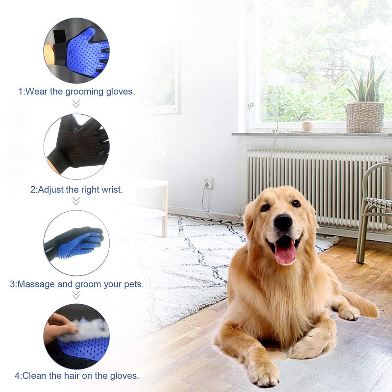KEENWITS Pet Hair Remover Kit - Self Cleaning Dog Brush for Shedding Short Hair Cats Slicker Brushes for Shedding Long Haired and Massaging Grooming Gloves, Efficiently Reduces Deshedding by up to 95% Thick Needle - PawsPlanet Australia