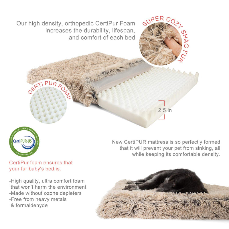 [Australia] - Best Friends by Sheri Orthopedic Dog Bed - Vegan Faux Fur Cushion Supports Joints, Soothes Your Pet, Improves Sleep - Self-Warming w/Zippered Cover, Machine Washable - 27x36 in Taupe 