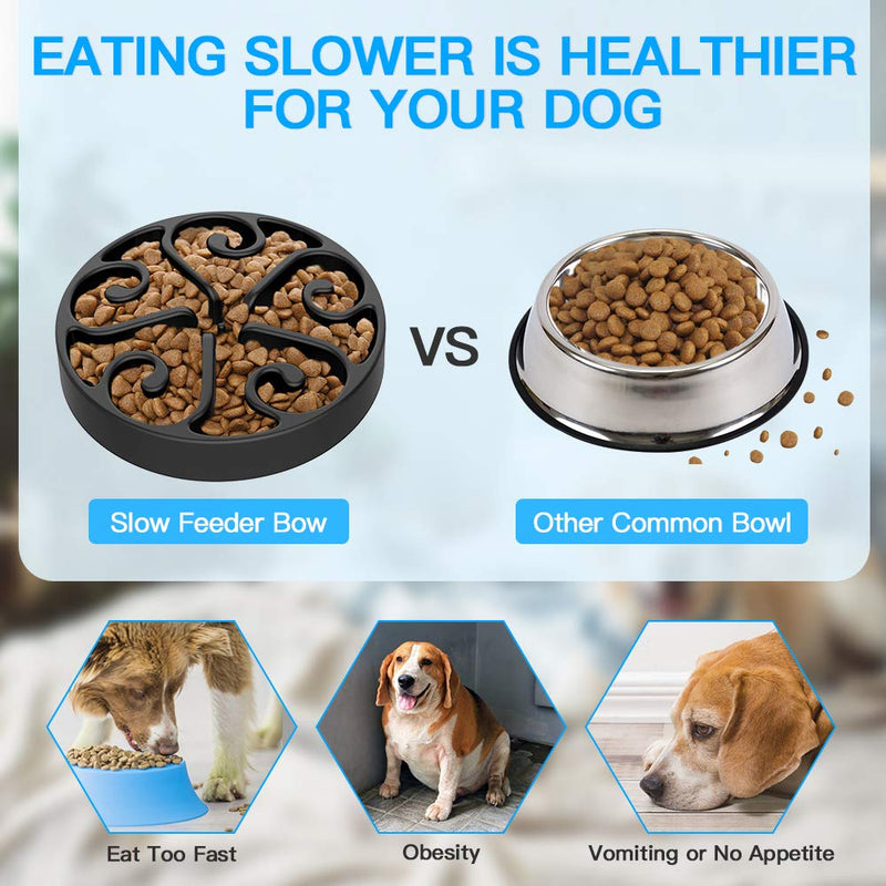 [Australia] - AIIYME Slow Feeder Dog Bowl Fun Feeder Anti-Gulping Bloat Stop Maze Interactive Puzzle Non Skid Feeder, Come with Free Travel Bowl Black 