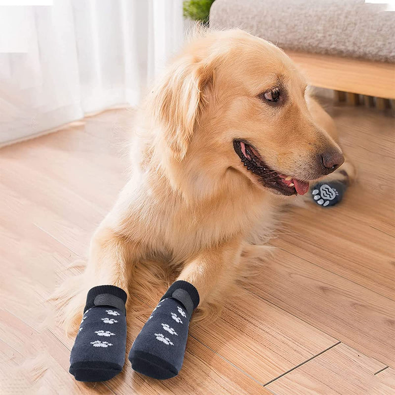 Fantasyon Dog Socks 3 Pairs Anti-Slip Dog Grip Socks with grips Dog Boots Soft Adjustable Pet Paw Protector for Pet Indoor & Outdoor Hardwood Floor Walking - S - PawsPlanet Australia