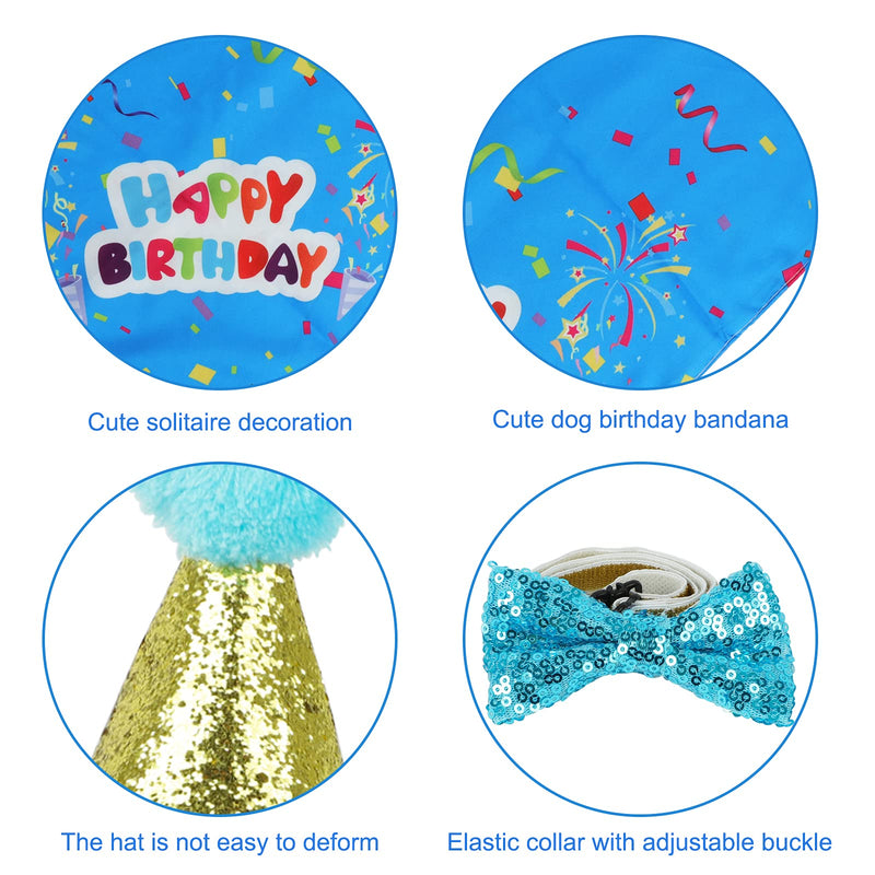 KissDate Dog Birthday Bandana Hat Toy Set Pet Happy Birthday Party Supplies Triangle Bibs with Cute Bone Dog Birthday Scarf Accessories and Decoration for Doggy Dog - PawsPlanet Australia