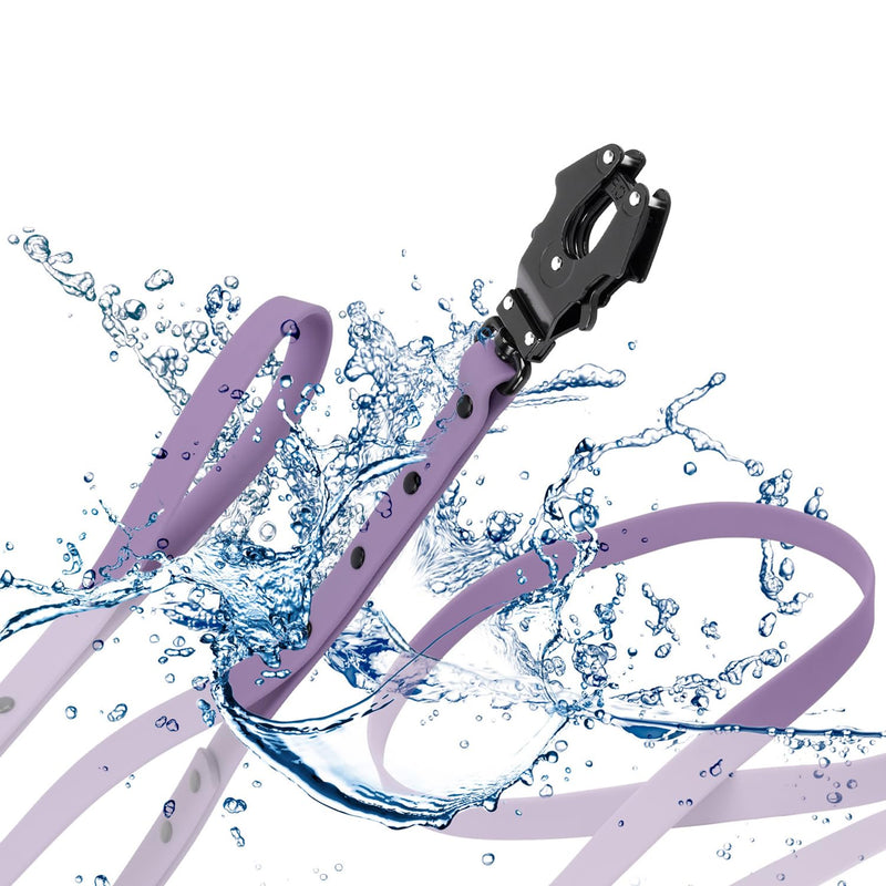 ICEFANG Waterproof PVC Coated Dog Leash with Tactical Quick Release Swivel Clip,2 Control Handle,Great for Outdoor Training, Beach, Backyard, Play, Camping, Swimming (Purple, 20mm X 6FT) Purple - PawsPlanet Australia