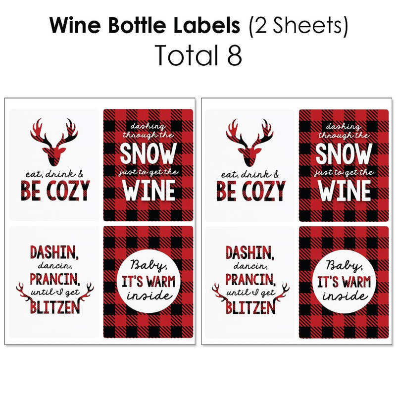 Big Dot of Happiness Prancing Plaid - Mini Wine Bottle Labels, Wine Bottle Labels and Water Bottle Labels - Reindeer Holiday and Christmas Party Decorations - Beverage Bar Kit - 34 Pieces - PawsPlanet Australia