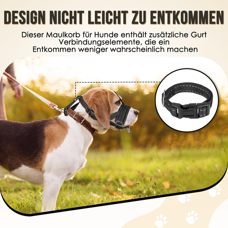 Eyein Muzzle for Small Dogs, Adjustable Reflective Nylon Dog Muzzle with Connecting Strap, Dogs Can Pant and Drink, Prevents Biting, Barking and Chewing (Black, S) Black - PawsPlanet Australia