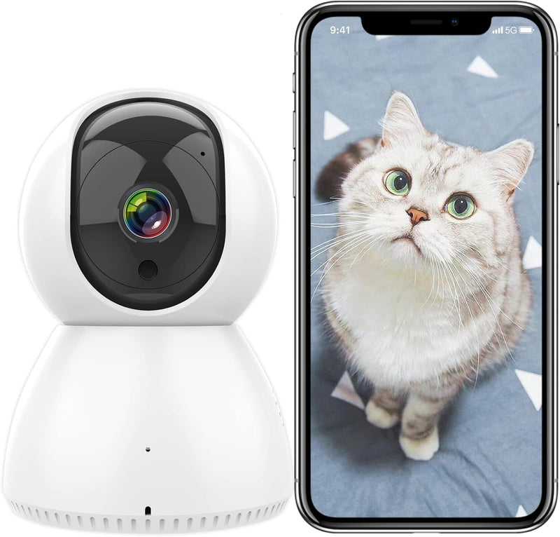 ANTELA 1080P WLAN IP camera surveillance camera indoor 2.4GHz/5GHz WiFi, 355°/90° swivel, 2-way audio, IR night vision, motion detection, compatible with Alexa/Google Home (1pc) C23-1 - PawsPlanet Australia