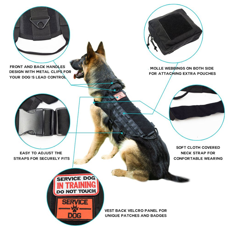 [Australia] - Ultrafun Tactical Dog Molle Vest Military Training Harness with Handle Outdoor Pet Supplies Large Camo 