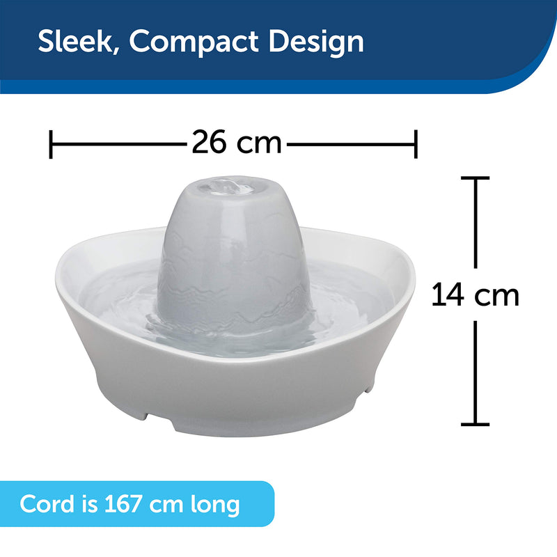 PetSafe Streamside Ceramic Pet Fountain, 1.8-litre water capacity, whisper-quiet design, filtered water, encourages pets to drink more water - PawsPlanet Australia