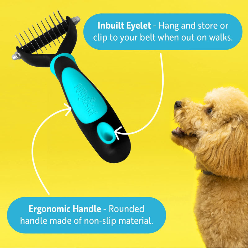 DakPets Cat & Dog Grooming Tool | All-In-One Metal Pet Hair Remover, Undercoat Rake, Dematting Tool, Detangling Comb, Fur Shedding Blade and Grooming Brush | For Medium to Long-Haired Cats and Dogs Blue - PawsPlanet Australia