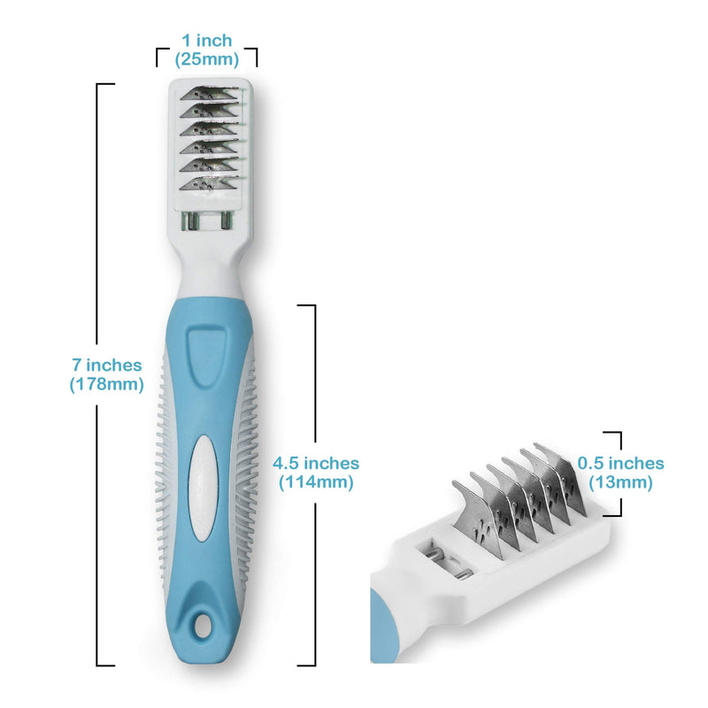 Pets First Professional Pet Mat Remover - Dematting Tool for Cat and Dog Grooming - Removes Matted Fur, Tangles, Knots, Gentle Teeth, Soft Comfort Grip - PawsPlanet Australia