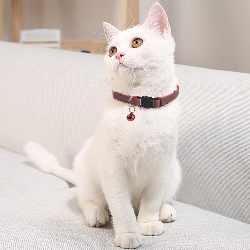 Pack of 12 Reflective Cat Collars with Collar Cat with Safety Clasp Pet Collar with Bell Adjustable Cat Collars Puppy Collars Cat Collars Adjustable 19-32cm - PawsPlanet Australia