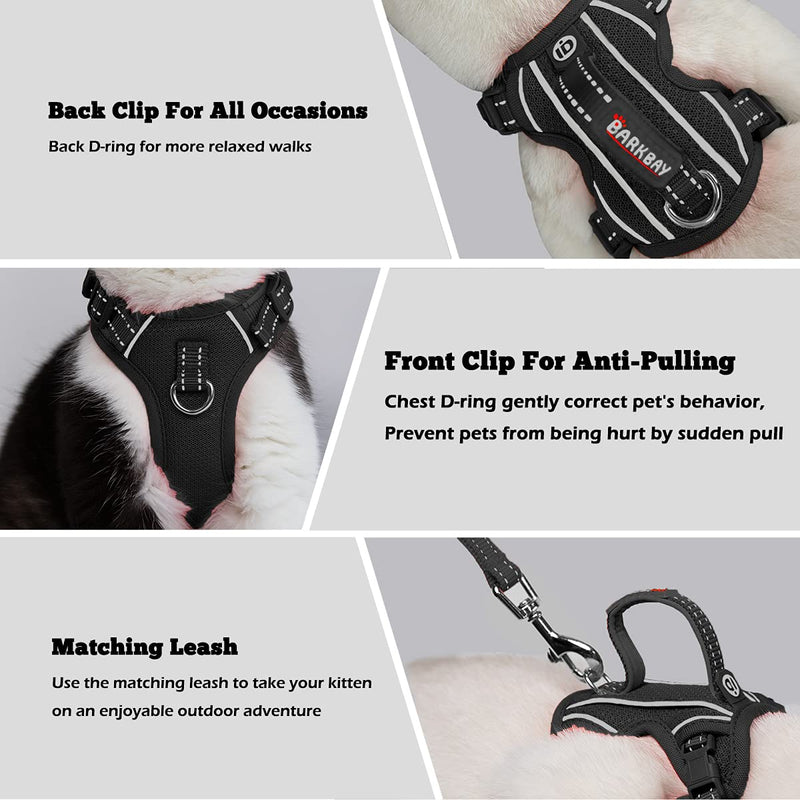 Cat Harness and Leash Set for Walking Escape Proof for Small Large cat Kitten Harness with ID tag Pocket (Black,S) Black - PawsPlanet Australia