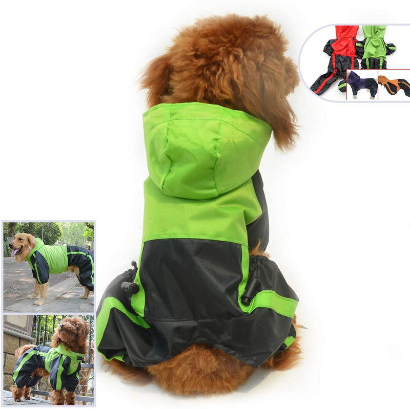 Lovelonglong Dog Hooded Raincoat, Small Dog Rain Jacket Poncho Waterproof Clothes with Hood Breathable 4 Feet Four Legs Rain Coats for Small Medium Large Pet Dogs Green XS XS (Small Dog) - PawsPlanet Australia