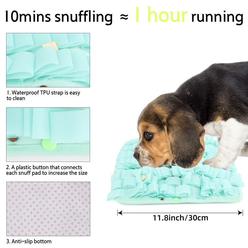 GEMWON Snuffle Mat - Suitable for Large and Small Dogs Food Feeding Mat (Anti-Slip & Button Splicing), Premium Pet Interactive and Stress-Relieving Toy BLUE - PawsPlanet Australia