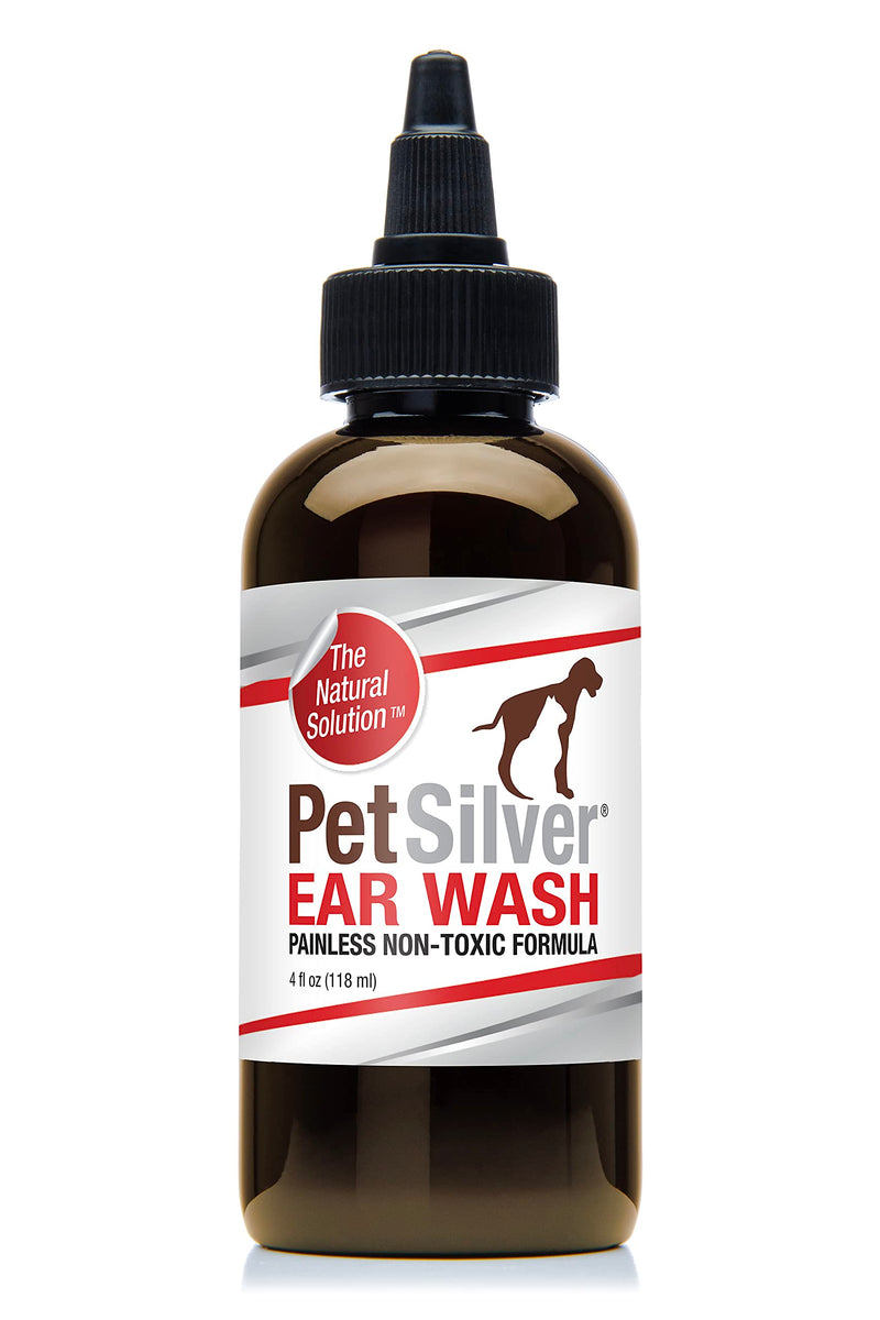 PetSilver Dog & Cat Ear Cleaner Solution | All Natural, Made with Chelated Silver | Non-Prescription Dog Ear Infection Treatment | Ear Mite & Yeast Treatment | Made in USA | 4 oz - PawsPlanet Australia