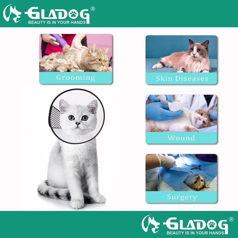 GLADOG Soft Dog Cone Collar, 3 PCS (for Exact Size) Flexible Plastic Cone for Dogs After Surgery, Dog Recovery Collar, Adjustable E-Collar for Large/Medium/Small Dogs Cat, Comfy Elizabethan Collar S（Medium Cat） - PawsPlanet Australia