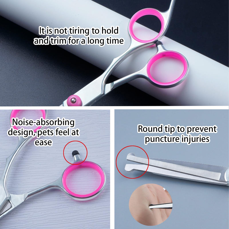 DKDDSSS Pack of 4 dog scissors, dog grooming scissors with round safety tip, professional hair scissors set, grooming comb, thinning scissors, curved scissors, for grooming dogs, cats, pets - PawsPlanet Australia