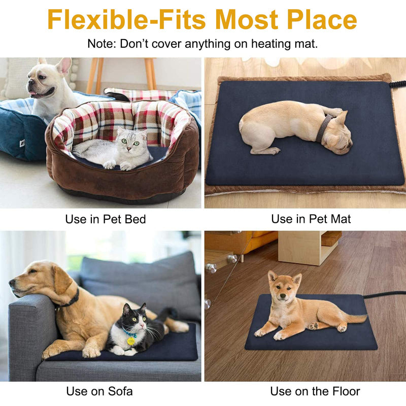 Pet Heat Pad 40x32cm, Constant Heating Safe Electric Heated Mat Anti Bite Waterproof with Removable Flannel Cover, Soft for Puppies Kittens - PawsPlanet Australia