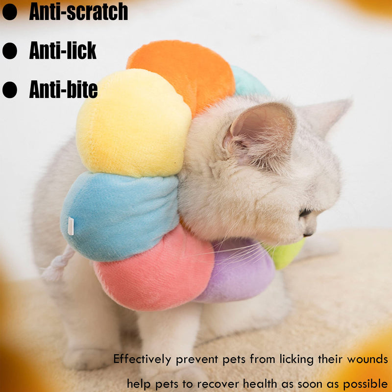 XSQD Cat Recovery Collar, Cone Circle for Pets, Soft Collar with Pet Neck, Neck Brace Cats Soft, Cotton Cute Shaped Elizabeth Collar, Protective Collar Multicolored L - PawsPlanet Australia