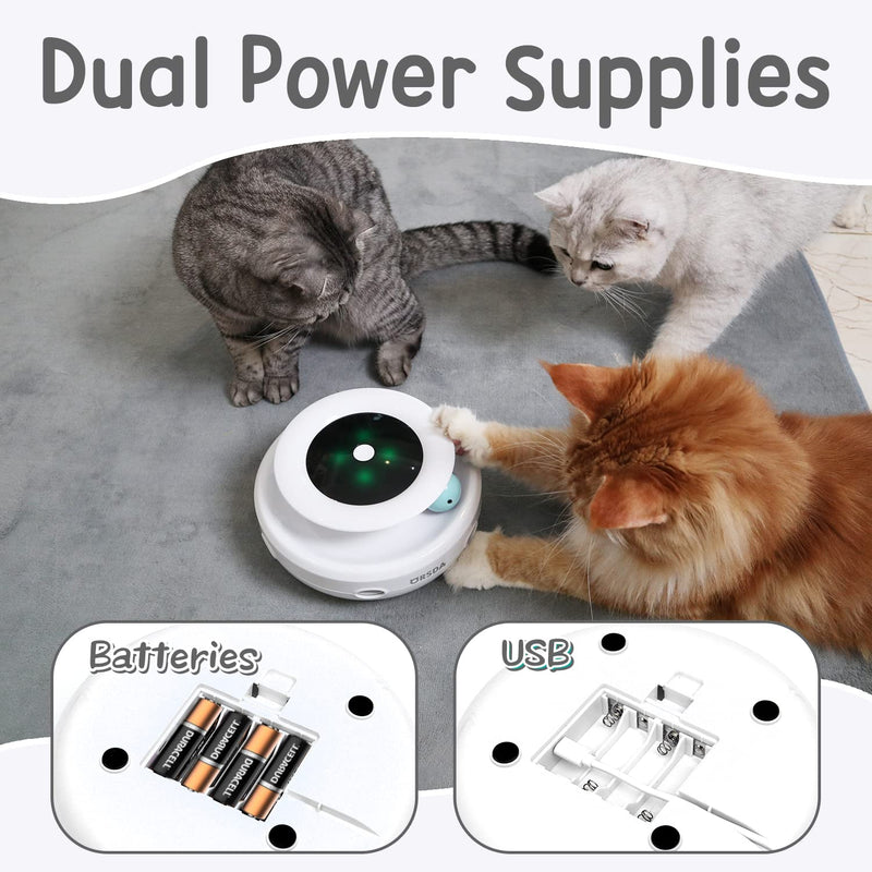 Cat Toys ORSDA 2-in-1 Interactive Cat Toys for Indoor Cats, Cat Balls, Cat Mice Toy, Cat Entertainment Toys with 6pcs Feathers, Dual Power Supplies, Auto On/Off Bright White - PawsPlanet Australia