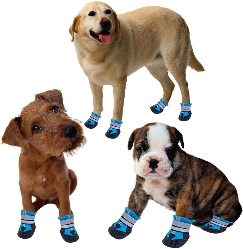 Ewolee Dog Shoes, Dog Boots for Injured Paws Waterproof, Set of 4 Dog Walking Boots Dog Paw Protectors with Adjustable Reflective Straps and Anti Slip Sole for Small Medium Large Dogs (Blue, S) Blue - PawsPlanet Australia
