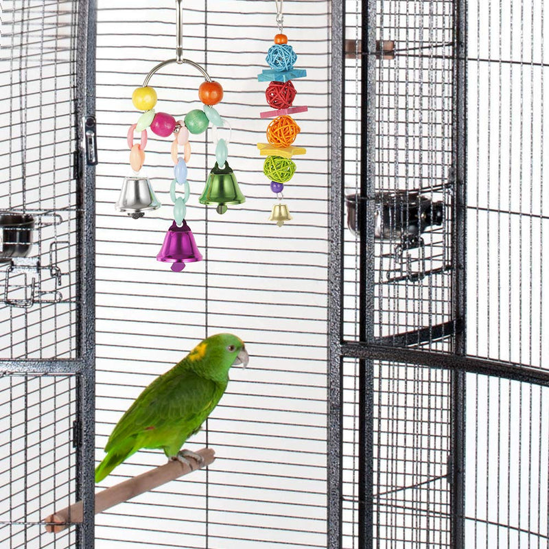 Bird Cages Accessories, 10pcs Colorful Bird Perch Stand Platform, Wooden Ladders Hammock, Swings Bird Parrot Toys with Bells for Small Medium Parrots，Conures, Cockatiels, Budgie, and Lovely Birds - PawsPlanet Australia