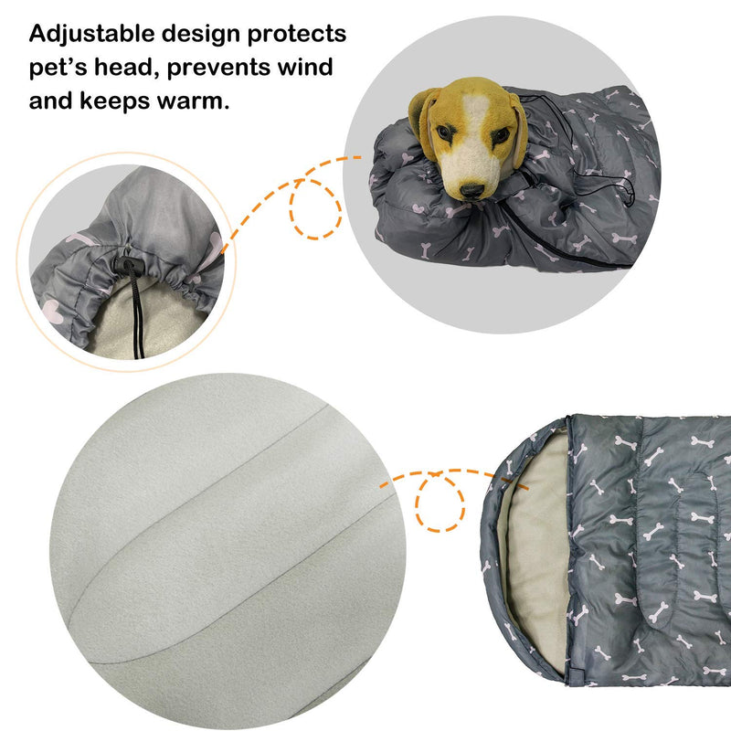 KUDES Dog Sleeping Bag Waterproof Warm Packable Dog Bed Mat with Storage Bag for Indoor Outdoor Travel Camping Hiking Backpacking (43''Lx27''W) Grey - PawsPlanet Australia