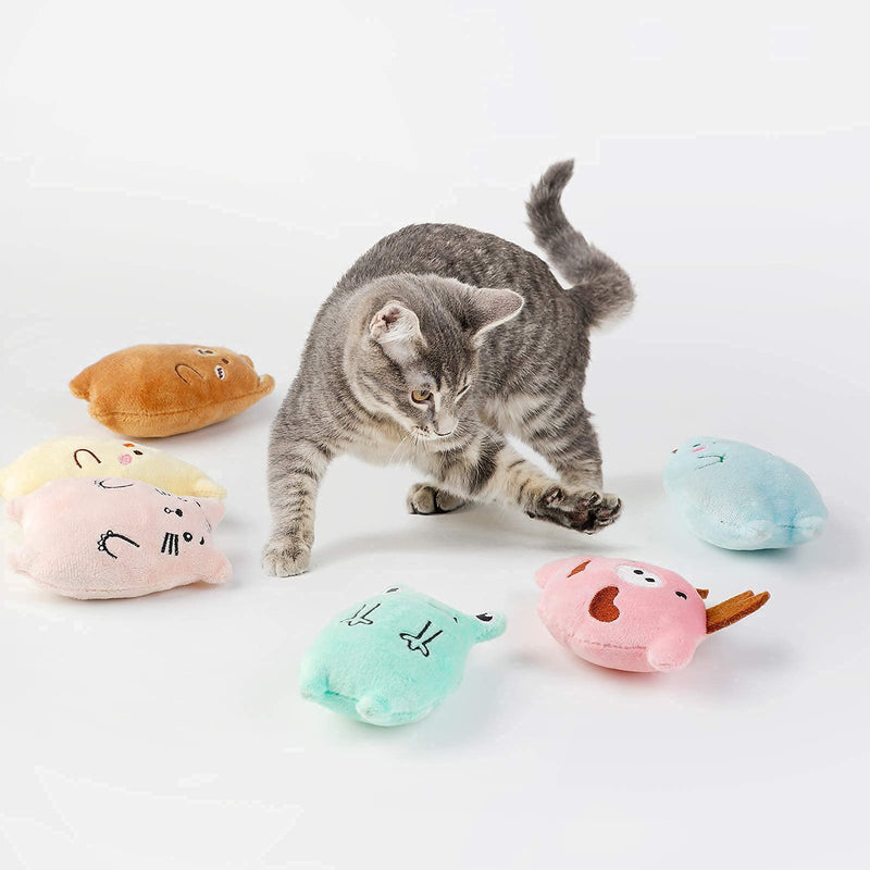 Legendog Catnip Toys - 6PCS Plush Cat Kicker Toys, Interactive Cat Toys for Indoor Cats, Soft Kitten Toys, Cute Cat Chew Toys, Assorted Pillow Pet Toys for Cats - PawsPlanet Australia