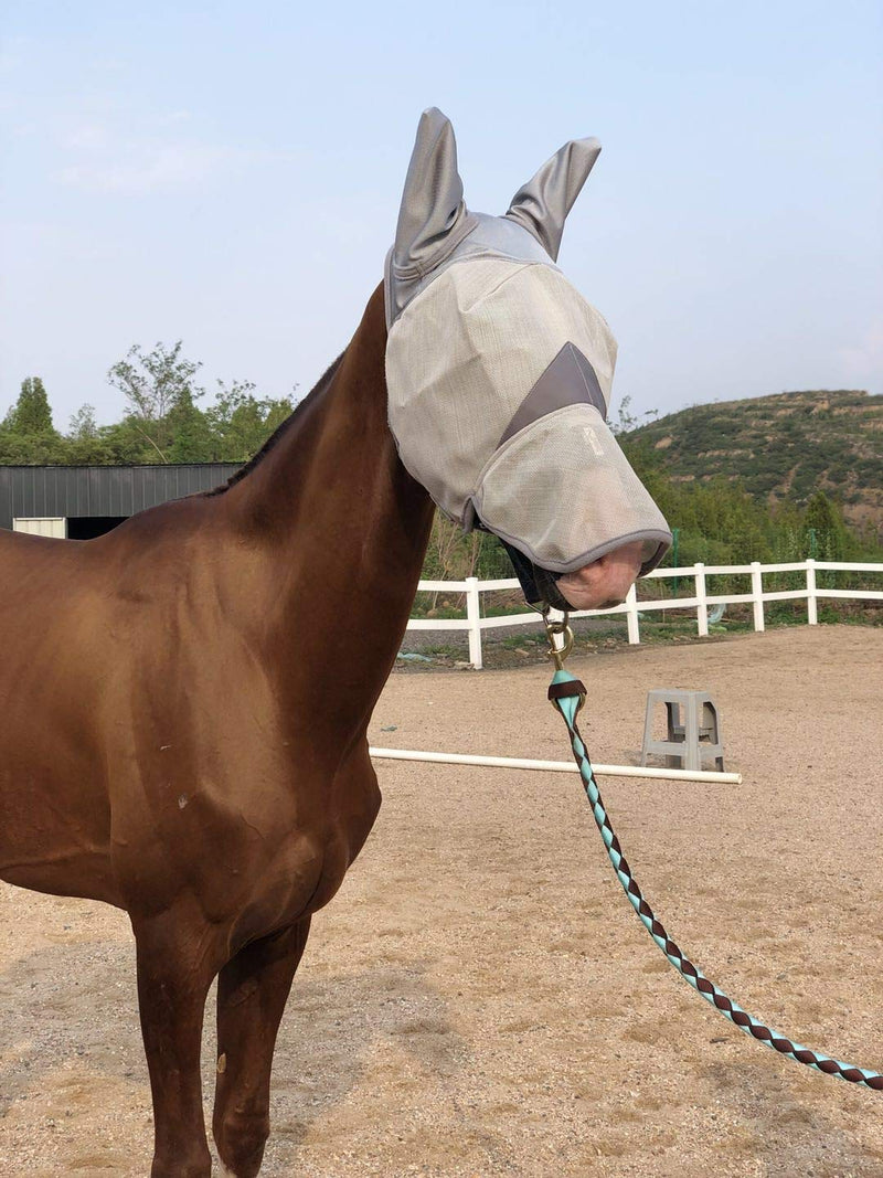 TGW RIDING Horse Long Nose Fly Mask with Ears (XS, Gray) XS - PawsPlanet Australia