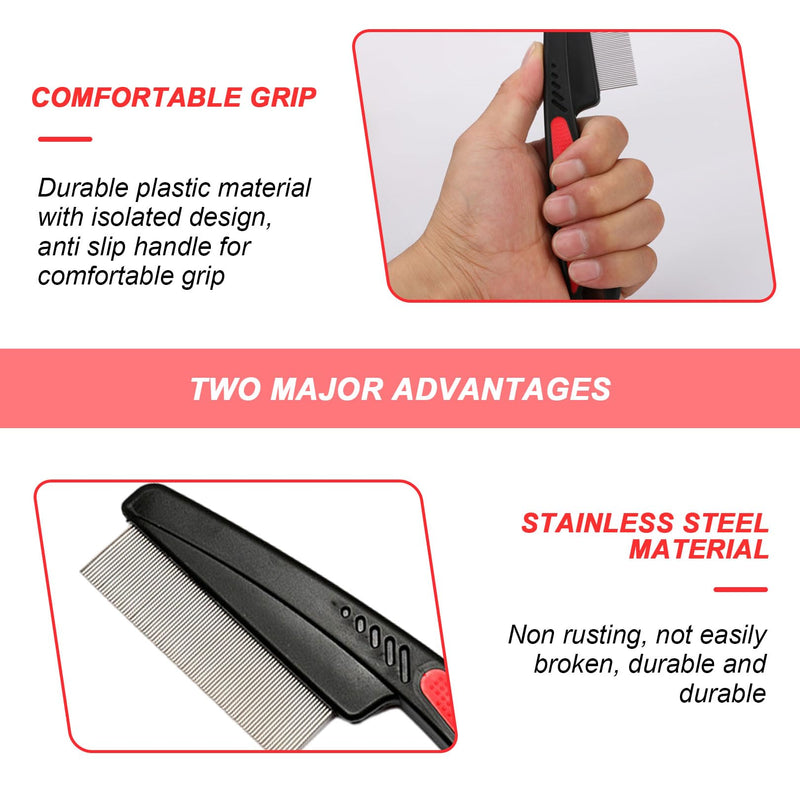 Cat Comb, Stainless Steel Gentle Scalp Care Cat Brush, Stable Durable Lice Comb, Dog Comb Suitable for Cleaning Cat and Dog Lice Tangles Flea and Other Dirt Black Color Flea Comb - PawsPlanet Australia
