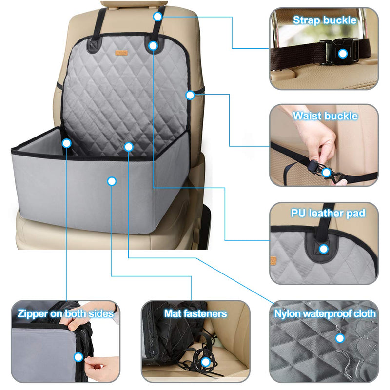 Laelr 2 in 1 Dog Car Seat Covers, Waterproof Pet Booster Seat Thick Pet Fold Down Flaps for Full Front Car Seat Coverage, Travel Vehicle Non Slip Car Dog Seat Cover for Back Front Seat Carrier Bag - PawsPlanet Australia