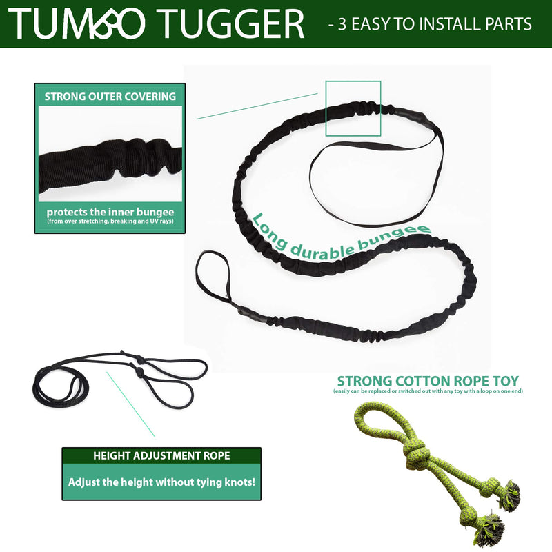 Tumbo Tugger Exercise Dog Toy - (Hanging Bungee Rope tug Toy) ENTERTAINS Your Dogs w/Energetic, Interactive Solo Play tug or war Action Outdoor Large Dogs - PawsPlanet Australia