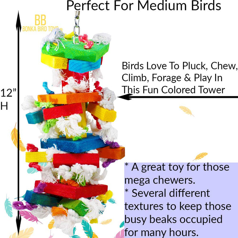 [Australia] - 826 Block Tower Bird Toy Parrot cage Toys Cages African Grey Conures Amazon 