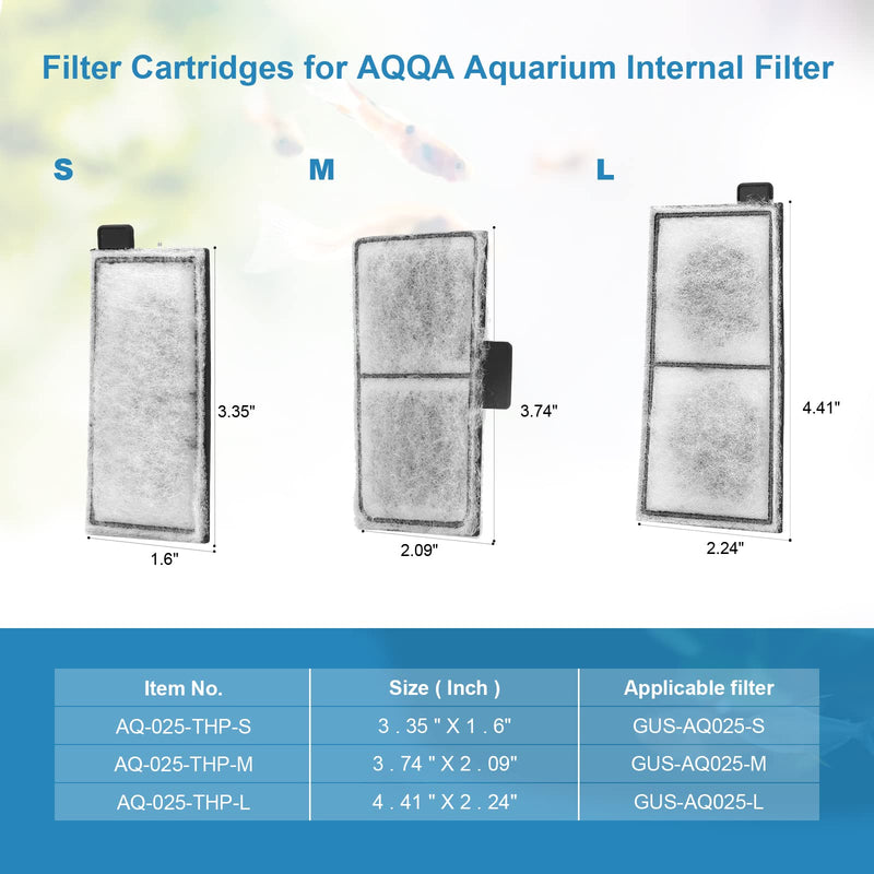AQQA Aquarium Internal Filter, Submersible Power Filter in-Tank with Adjustable Water Flow, Ultra Silent Biochemical Sponge Filtration for Fish Tank Water Clean 8 Pack Filter Cartridge-S - PawsPlanet Australia