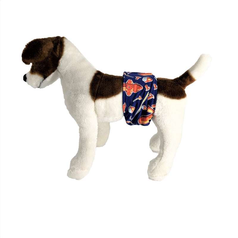 [Australia] - FunnyDogClothes Pack - 2pcs Washable Male Dog Diapers Belly Band Wrap Cotton Waterproof Leak Proof for Small Pet M: Waist 12" - 16" 