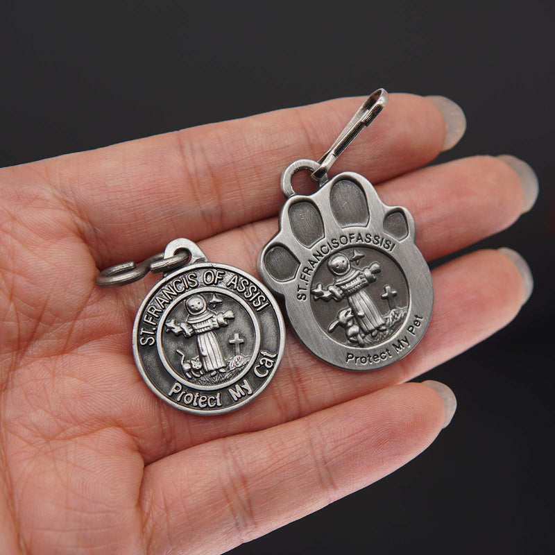 Pet Tags Engraved 2 Packs St Francis of Assisi Dogs Cats Medal Pendant Collar Charm Protect My Pet - PawsPlanet Australia